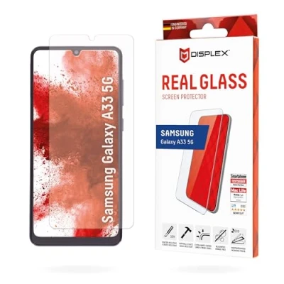 Abbildung von Samsung Galaxy A33 Panzerglas Displex Real Glass 2D Bildschirmschutzfolie für das