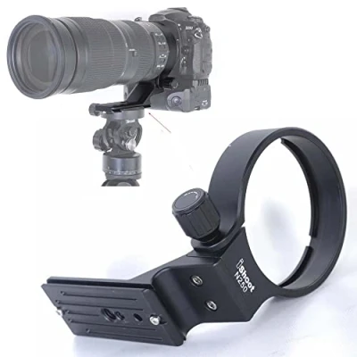 Abbildung von iShoot Stativschelle Stativring Objektiv Montage Stativ Stützring für Nikon Nikkor AF S 200 500mm F5.6E ED VR, Halterungsring Halterung unten ist Arca Swiss Fit Schnellwechselplatte, CNC gefräst