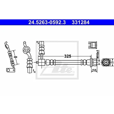 Abbildung von ATE 24.5263 0592.3 Bremsschläuche 325, 290 M10x1 TOYOTA: Yaris I Schrägheck