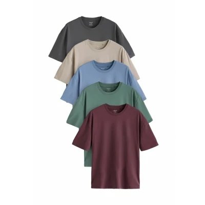 Abbildung von Next 5 PACK Relaxed FIT Short Sleeve CREW NECK Tshirt basic, Herren, Größe: 4XL, Blues green purple neutral