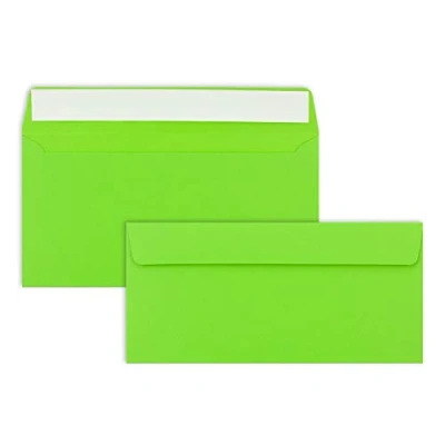 Abbildung von 100 Brief Umschläge DIN Lang Hell Grün 110 g/m² 11 x 22 cm sehr formstabil Haftklebung Qualitätsmarke: FarbenFroh by GUSTAV NEUSER