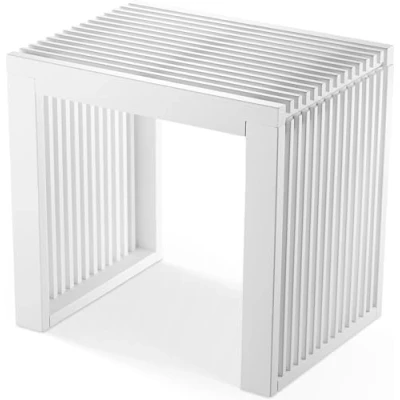 Abbildung von BAM BOO BOX Sitzbank aus Bambus Holzbank für Esszimmer, Schlafzimmer oder Küche 45 x 33 43 cm Bank ohne Lehne (Weiß)