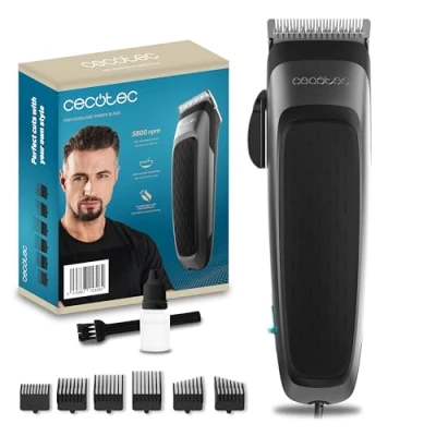 Abbildung von Cecotec Haarschneider Rasiermaschine PrecisionCare Power Blade, 5800 U/min, Edelstahlklingen, ergonomisches Design, 5 Längeneinstellungen, 6 Kämme, gleichmäßige Schnitte, Vielseitige Frisuren