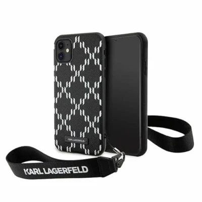 Abbildung von Karl Lagerfeld KLHCN61SAKLMBSK Hülle für iPhone 11 / Xr 6.1&quot; Schwarz hardcase Monogram Losange Saffiano