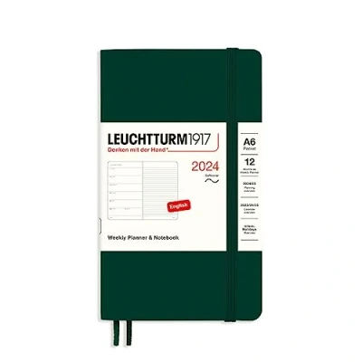 Abbildung von LEUCHTTURM1917 367790 Wochenkalender &amp; Notizbuch Softcover Pocket (A6) 2024, 12 Monate, Forest Green, Englisch
