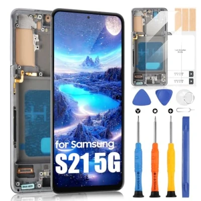Abbildung von ARSSLY für Samsung Galaxy S21 5G LCD Display, SM G990 G991 G991B G991U Touchscreen Digitazer Assembly Ersatz mit Reparatur Kit (6,2&quot;&quot;, Schwarz Rahmen)
