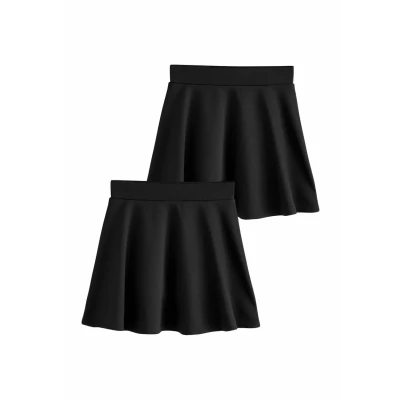 Abbildung von Next Regular FIT 2 PACK Stretch Alinienrock für Kinder, Größe: 98, Black