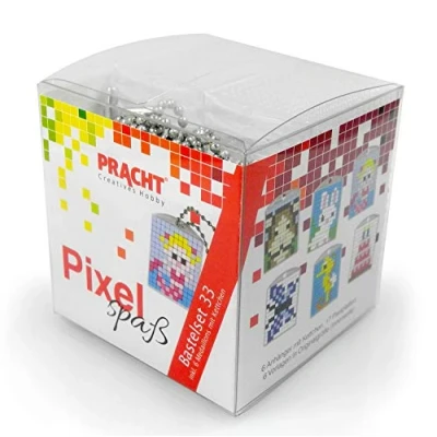 Abbildung von Pixel P90071 63501 Spaß Bastelset 33, zur Gestaltung von 6 Schlüsselanhängern für Kinder, kinderleichtes Stecksystem, ohne Bügeln und Kleben, Steinchen aus Biokunststoff