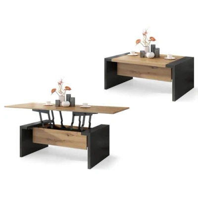 Abbildung von All4All Couchtisch Carlo Kaffeetisch Wohnzimmertisch Sofatisch ausklappbar höhenverstellbar 110x70cm 05 Artisan Eiche + Anthrazit