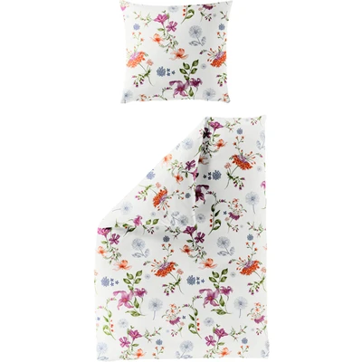 Abbildung von BIERBAUM Bettwäsche &quot;3675&quot;, (2 tlg.), Biber, 100 % Baumwolle, pflegeleicht, kuschelig warm, floral