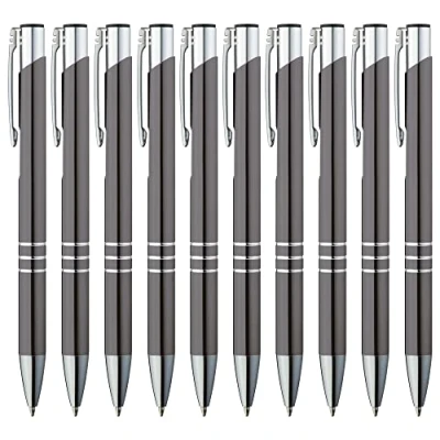 Abbildung von GIMEI® Metall Kugelschreiber 50 Stück Premium Set Hochwertig, Kulli für einfaches &amp; weiches Schreiben Blauschreibender Grau als optischer Hingucker