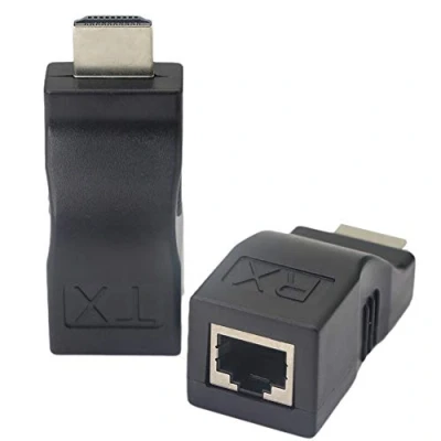 Abbildung von RJ45 auf HDMI 1.4 Netzwerk Extender, Verlängerungskonverter Repeater über Cat 5e/6, 1080p bis zu 30 m inklusive Sender und Empfänger für HDTV PS4 STB DVD 4K 2K