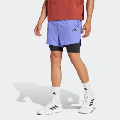 Abbildung von adidas Performance GYM+ 2IN1 kurze Sporthose Semi blue/black, Herren, Größe: Small, blue/black