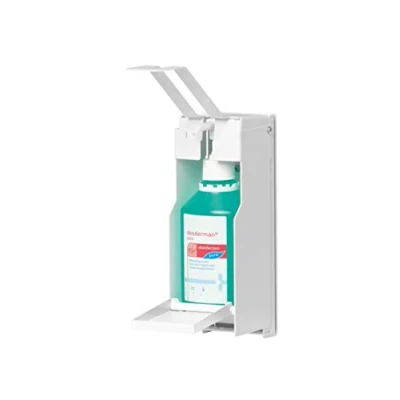 Abbildung von Durable Wandspender für Desinfektionsmittel oder Seife, mit langem Armhebel, flexible Anpassung an Flaschengrößen bis 500 ml, weiß, 589302
