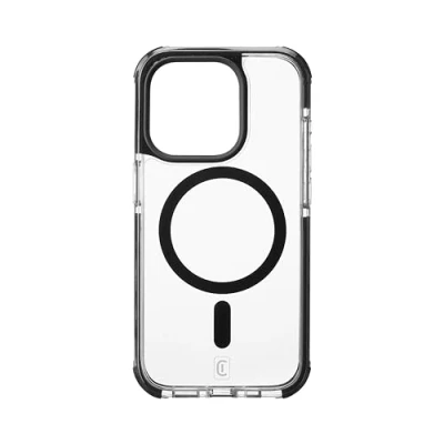 Abbildung von Cellularline Tetra erzwingen starke Wachmageln iPhone 15 Pro Ultra Schutzabdeckung kompatibel mit Apple Magsafe Ökosystem Transparent