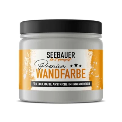 Abbildung von SEEBAUER diy Wandfarbe Grau 300ML für Innen (No. 229 Fossil Sense) Edelmatte hellgraue Innenfarbe Grautöne sehr hohe Deckkraft Matt, Abwaschbar und Tropffrei
