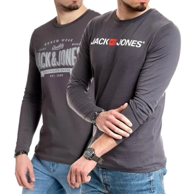 Abbildung von JACK &amp; JONES Herren Langarmshirt aus Baumwolle Longsleeve Männer (LS Nala Asphalt+Corp Asphalt) XL