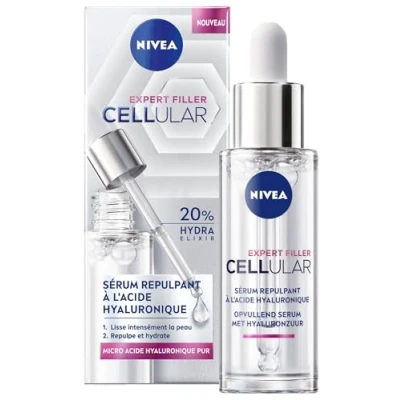 Abbildung von NIVEA CELLULAR Expert Filler Aufpolsterndes Hyaluronsäure Serum (1 x 30 ml), Anti Falten und Aging Gesichtsserum, Feuchtigkeitspflege Gesicht für hydratisierte &amp; aufgefüllte Haut, alle Hauttypen