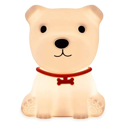 Abbildung von Navaris LED Nachtlicht Hunde Design aufladbar mit Micro USB Kabel Süße RGB Farbwechsel Kinder Nachttischlampe Hund Schlummerlicht Weiß