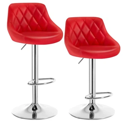 Abbildung von WOLTU BH23rt 2 Barhocker Tresenhocker, Gute gepolstert, Kunstleder, Höhenverstellbar, Drehbar, 11 Farben, x Hocker, Rot