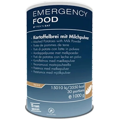 Abbildung von Emergency Food Kartoffelbrei mit Milchpulver vegetarisch, Notvorrat beim Campen, Trekking, etc. Stärkend und nährend. ALL NATURAL 1000g Dose