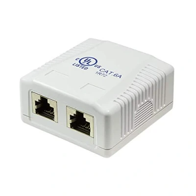 Abbildung von Faconet CAT 6A Anschlussdose Aufputzbox 2X RJ45 STP Netzwerkdose Aufputz geschirmt 10 Gigabit 500Mhz Universal AWG 22 26 cat7