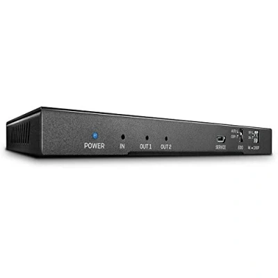 Abbildung von LINDY 38230 HDMI 18G Splitter mit Audio &amp; Downscaling, 2 Ports 4K Ultra HD Signal auf Displays, 60 Hz 4:4:4 8 Bit Auflösung und HDR Unterstützung für Große Installationen