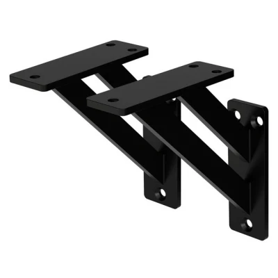 Abbildung von ML Design 2 Stück Regalhalterung 120x120 mm, Schwarz, Aluminium, Schwebende Regalhalterungen, Regalwinkel, Wandhalterung für Regalbrett, Regalträger Wandmontage, Wandregal Wandkonsole Regalstütze