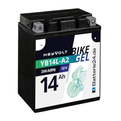 Abbildung von HeyVolt GEL Motorradbatterie 12V 14Ah 51411 YB14L A2 CB14L 12N14 3A FB14L