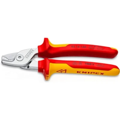 Abbildung von Knipex 95 16 160, Netzkabelschneider, Rot, Edelstahl, Gelb, VDE, 1,5 cm, 50 mm², 165 mm