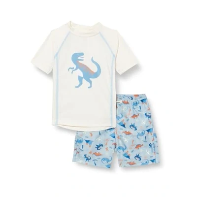 Abbildung von Playshoes Unisex Kinder UV Schutz Bade Set zweiteilig Schwimmshirt Badeshorts Badebekleidung, Dino Ecru, 98/104