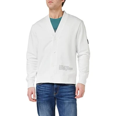 Abbildung von Tommy Hilfiger Herren Strickjacke Cardigan Badged Graphic mit Knopfleiste, Weiß (White), L