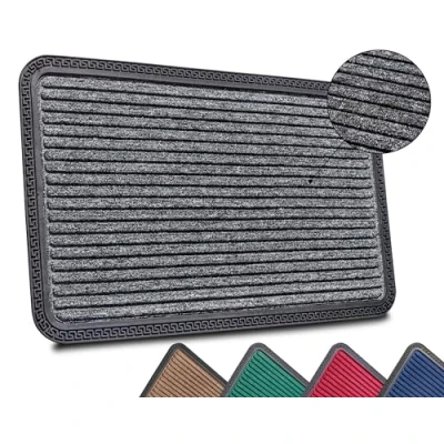 Abbildung von Hanse Home Fußmatte für Innen und Außen Schmutzfangmatte rutschfest Fussmatte Waschbar &amp; Wetterfest, Türmatte Fußabtreter Flur, Terrasse, Eingangsbereich 45x75cm, Grau