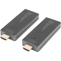 Abbildung von DIGITUS Wireless HDMI Extender Set 30 m Reichweite Ultra HD 4k/30Hz Sender &amp; Empfänger mit Stecker Punkt zu Plug&amp;Play Schwarz Silber