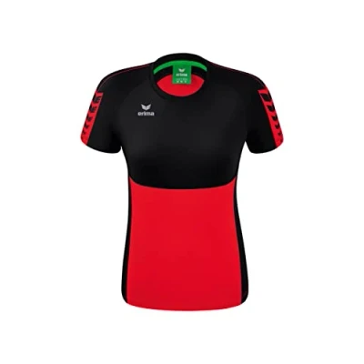 Abbildung von Erima Damen Six Wings Funktions T Shirt, rot/schwarz, 38