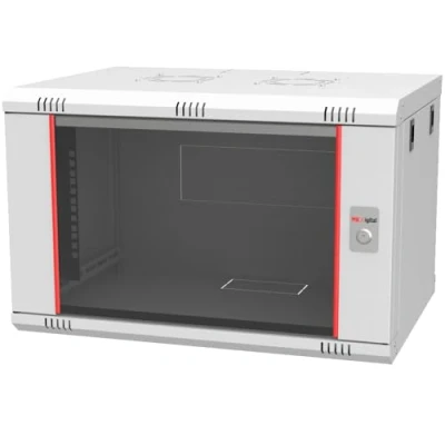 Abbildung von Netzwerkschrank, Serverschrank 19 Zoll Rack 6HE 7HE 9 HE 12HE 16HE 400 mm Tiefe Wandmontage Montiert Sicherheitsglastür Grau (7HE)