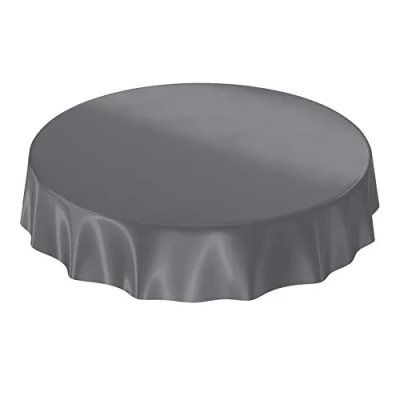 Abbildung von Wachstuchtischdecke Wachstuch abwaschbare Tischdecke Uni Glanz Einfarbig Anthrazit Schnittkante Rund 140cm