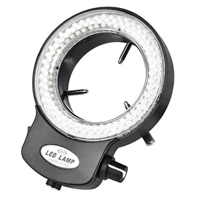 Abbildung von Dpofirs Mikroskop LED Licht, Kamera 144 Perlen Lichtquelle Helligkeit einstellbar Ringlampe Für Stereomikroskop Kamera, Mikroskoplampe Stereo Mikroskope(Schwarz)