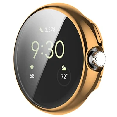 Abbildung von GIOPUEY Hülle mit kompatiblem Google Pixel Watch 1/2/3 41mm, Soft TPU, Shock Resistant, 41mm Cover Rose Gold