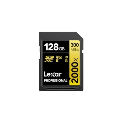 Abbildung von Lexar Professional 2000x SD Karte 128GB, SDXC UHS II Speicherkarte ohne Lesegerät, Bis Zu 300MB/s Lesen, für DSLR, Videokameras in Kinoqualität (LSD2000128G BNNAG)
