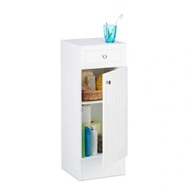 Abbildung von Relaxdays Badschrank, HxBxT: 80 x 30,5 cm, Badezimmerschrank mit Schublade &amp; verstellbarer Ablage, MDF, weiß