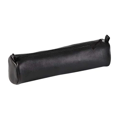 Abbildung von Clairefontaine 8320C Schlampermäppchen (aus echtem Leder, Ø5,5 x 22cm) 1 Stück, Schwarz