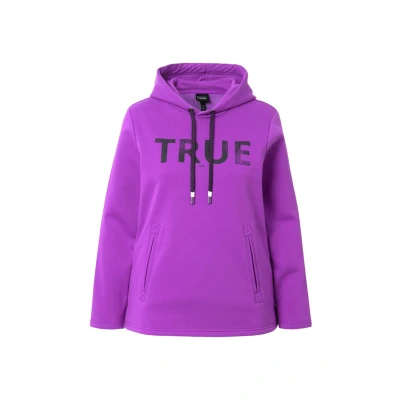 Abbildung von Ulla Popken Women&#039;s Hoodie, True, Kapuze, Kordel, Taschen, Langarm Sweatshirts, Lila, 42/44