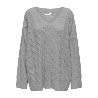 Abbildung von ONLY Onljeanett LIFE Cable NECK Strickpullover, Damen, Größe: Small, Light grey melange