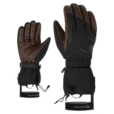 Abbildung von Ziener Herren GAIKU Ski Handschuhe/Wintersport wasserdicht, Lange Stulpe, Wolle, Black.Dark Brown, 6,5