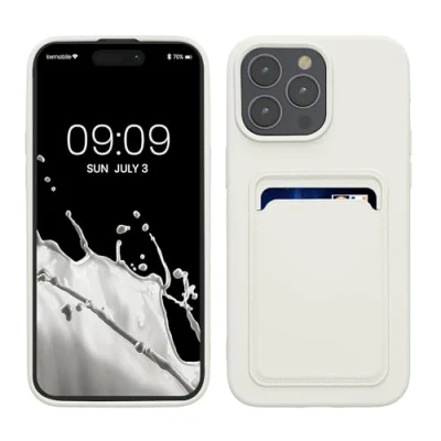 Abbildung von kwmobile Handyhülle kompatibel mit iPhone 15 Pro Max Hülle Handy Cover Fach für Karten in Weiß