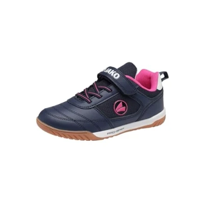 Abbildung von JAKO Winger Unisex Fußballschuh Halle für Kinder, Größe: 34, Dark navy/daisy pink Schuhe