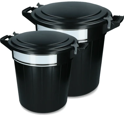 Abbildung von Vplast Einfüllzylinder mit Deckel, Schloss und Schreibetikett 80 l Schwarz