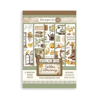 Abbildung von Stamperia Washi Pad Golden Harmony 8 Sheets Scrapbooking Paper Crafts Decorative Craft Materials Sets Creative Accessories