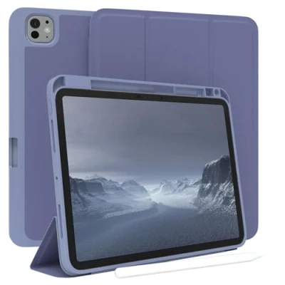 Abbildung von EAZY Case Schutzhülle mit Stifthalter für iPad Pro 11&quot; (2024) 11 Zoll Hülle Stifthalterung Tablet Cover Touchpen Smartcase aufstellbar Klappcase Auto Sleep Wake Up Etui EIS Blau